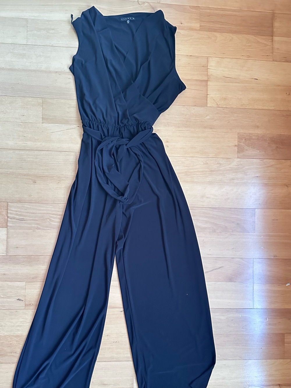 Tiana B. Black Sleeveless Wrap Jumpsuit with Tie Waist